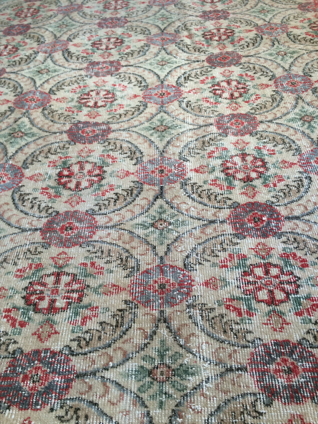 Beige Turkish Oushak Rug 7' x 10' 6" Hand-Knotted reverse