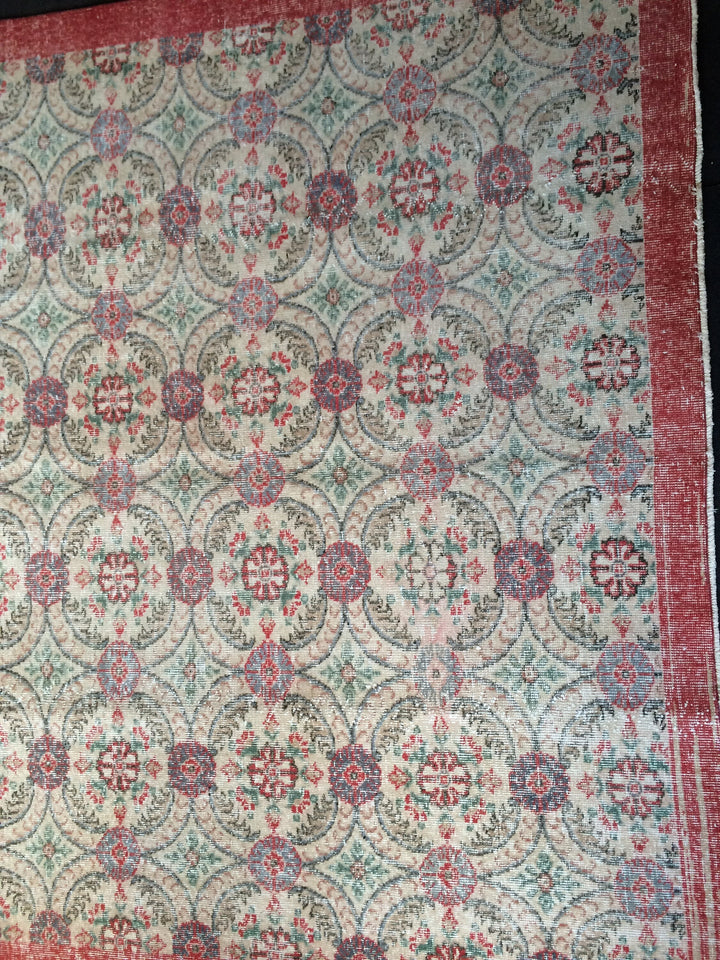Beige Turkish Oushak Rug 7' x 10' 6" Hand-Knotted field