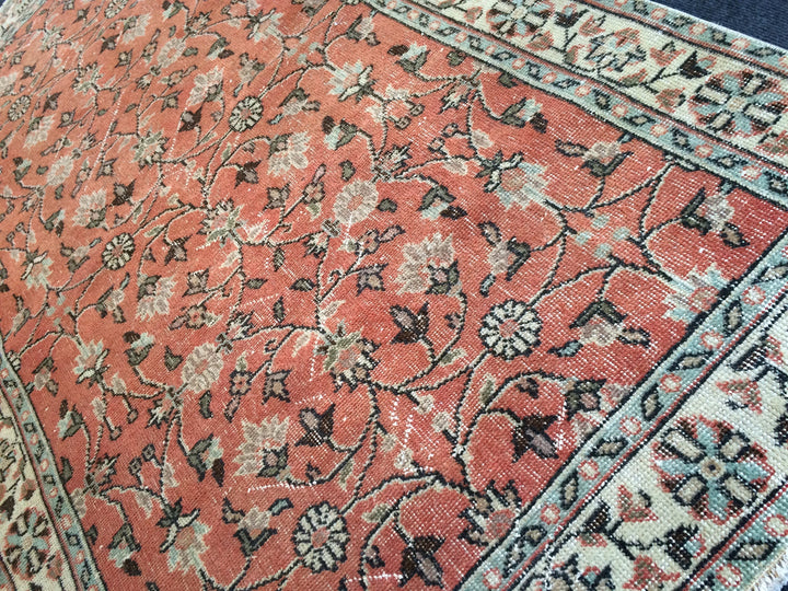 Salmon Turkish Oushak Rug Hand-Knotted view 9
