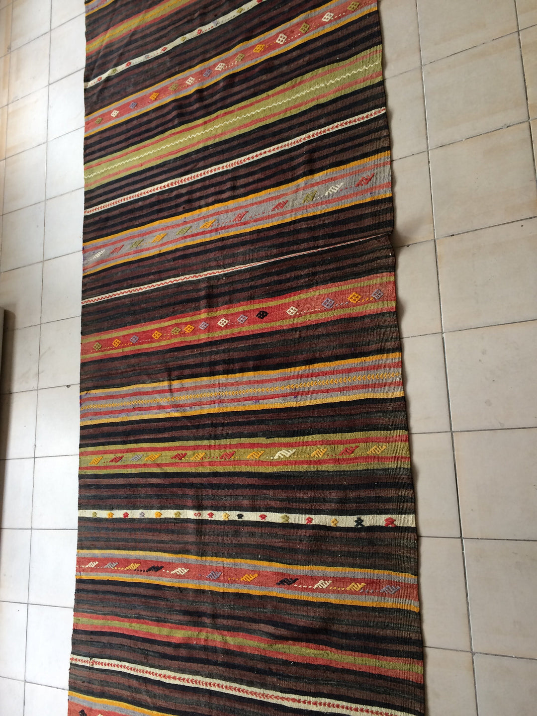 Rust Turkish Kilim Rug 2'2" x 3'3" Flat-Weave field