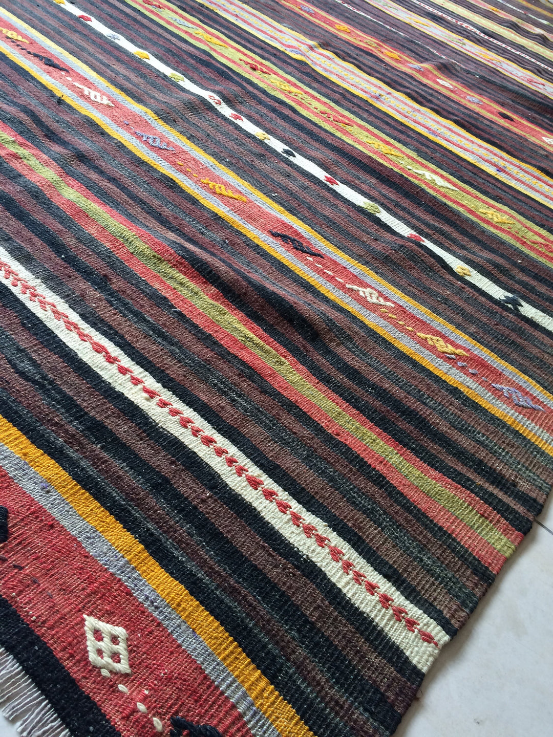 Rust Turkish Kilim Rug 2'2" x 3'3" Flat-Weave reverse