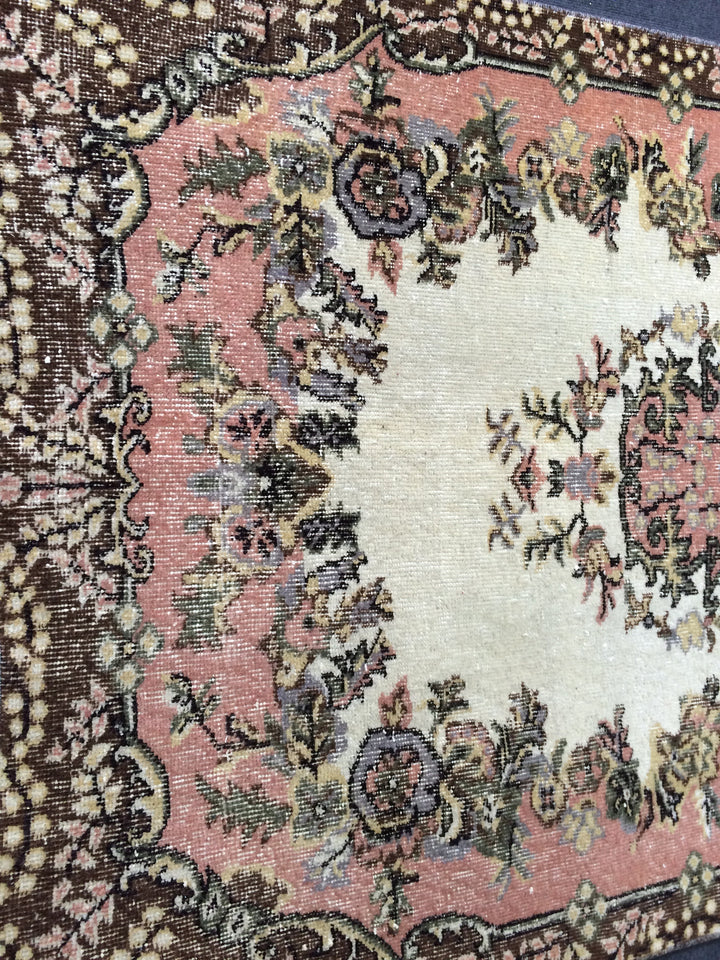 Pink Turkish Oushak Rug 4' x 7' Hand-Knotted view 9