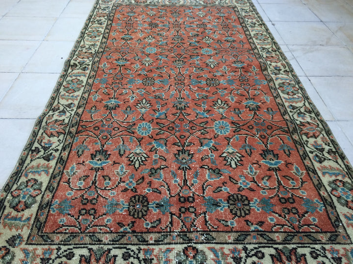 Orange Turkish Runner Rug 3' 6" x 7' Hand-Knotted view