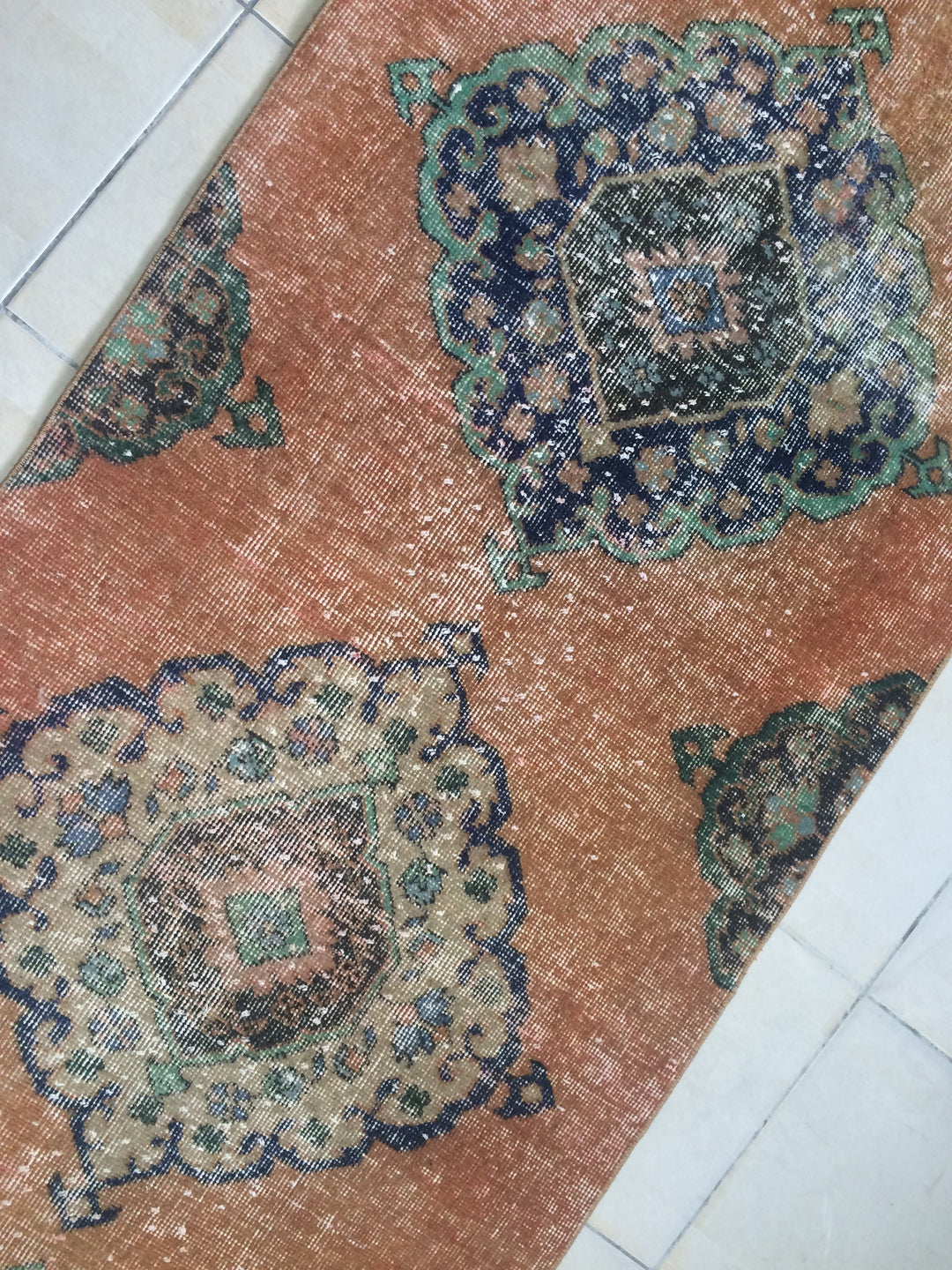 Rust Turkish Runner Rug 2' 8" x 12' 8" Hand-Knotted texture