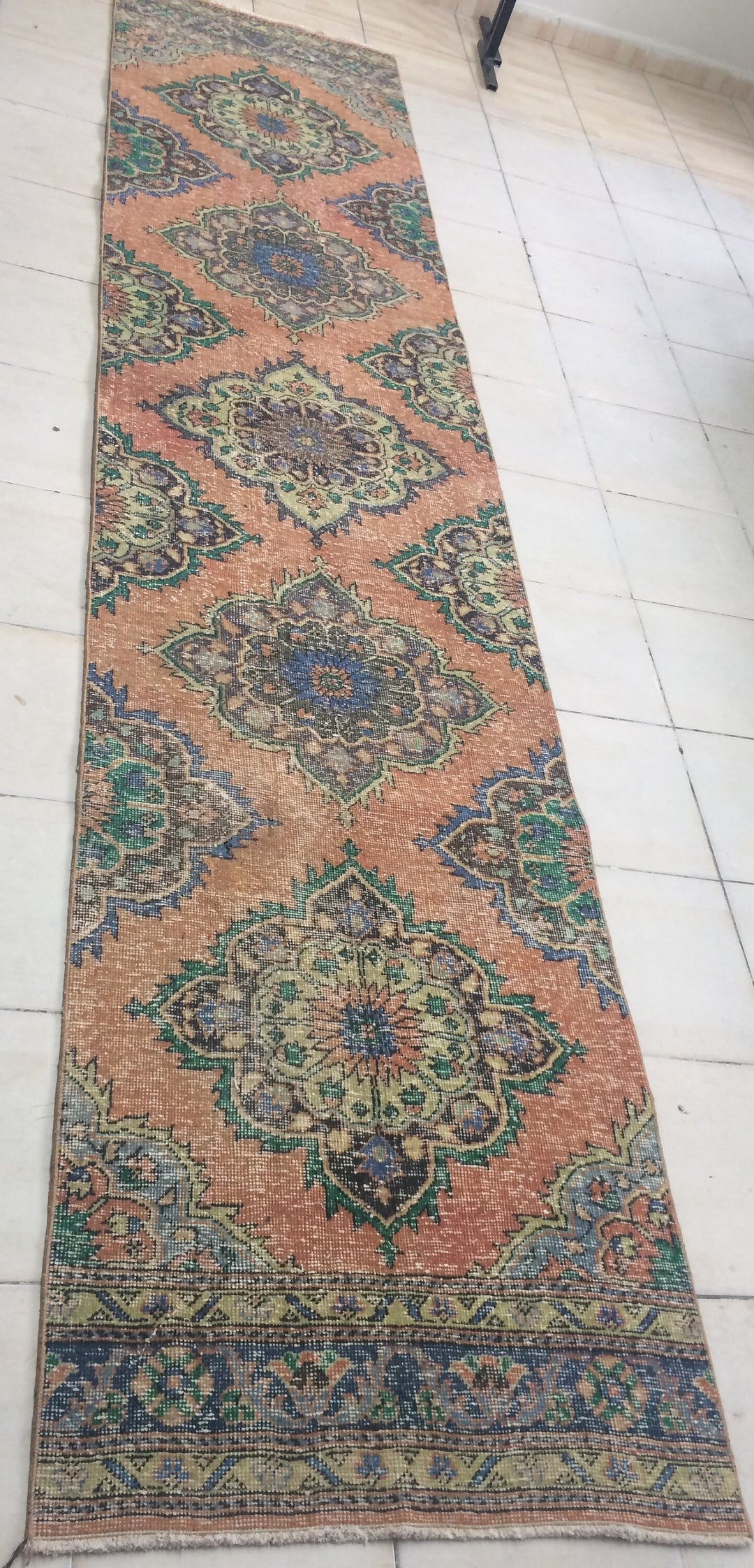 Rust Turkish Runner Rug 2' 10" x 12' 5" Hand-Knotted reverse