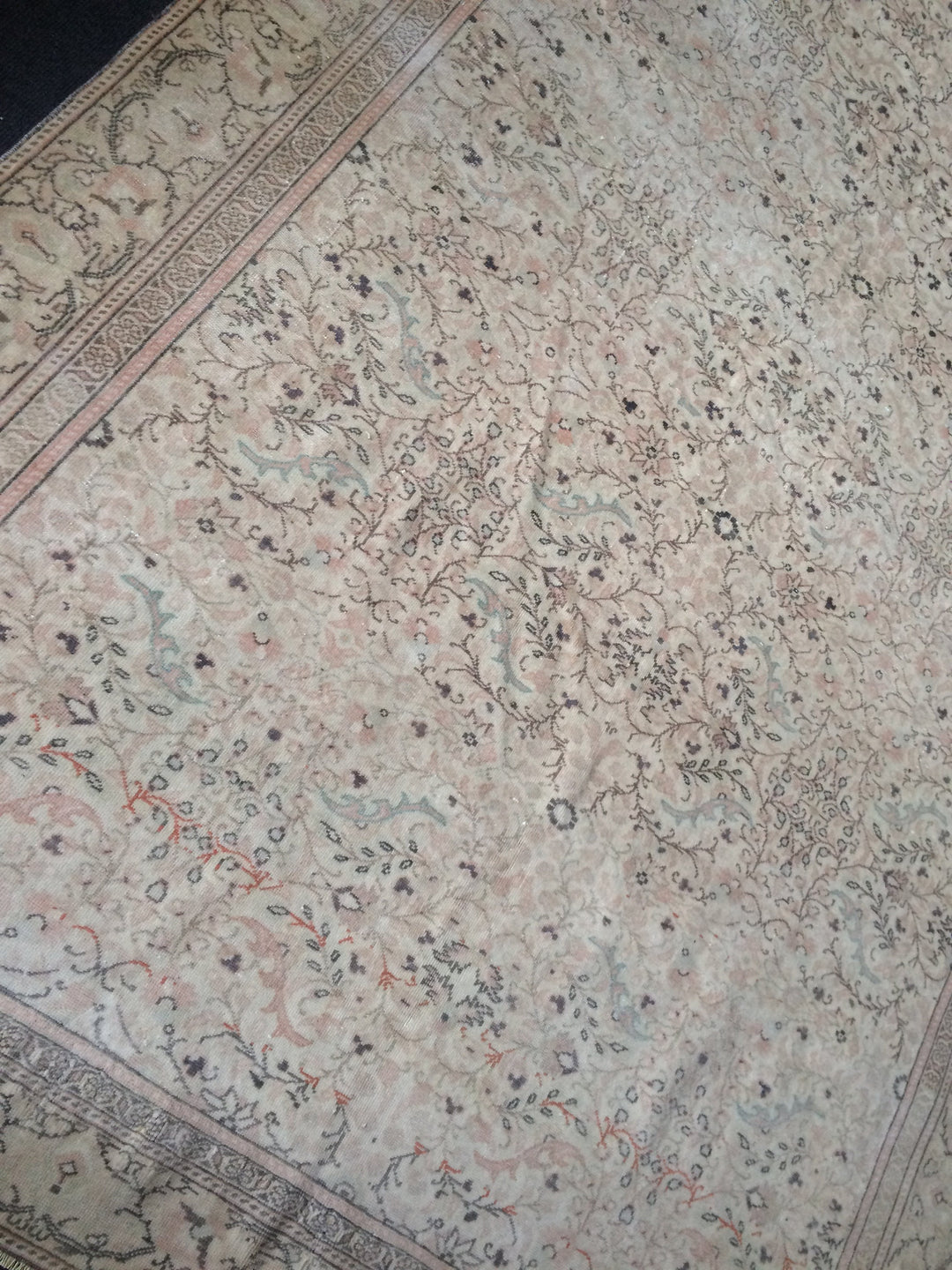 Rust Turkish Oushak Rug 6' x 9' 4" Hand-Knotted texture