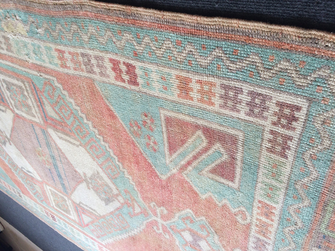 Turkish Oushak Rug Runner Hand-Knotted field