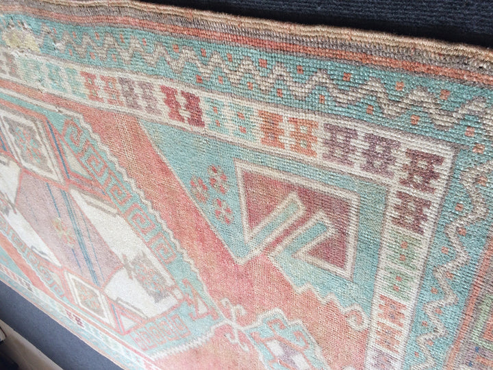 Turkish Oushak Rug Runner Hand-Knotted field