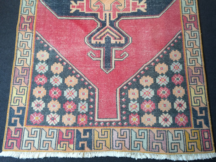 Rust Turkish Runner Rug 3' x 8' Hand-Knotted field