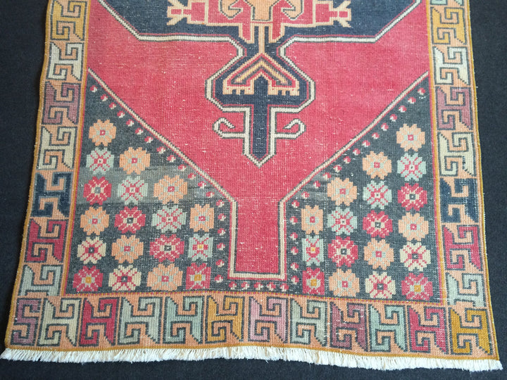 Rust Turkish Runner Rug 3' x 8' Hand-Knotted close-up
