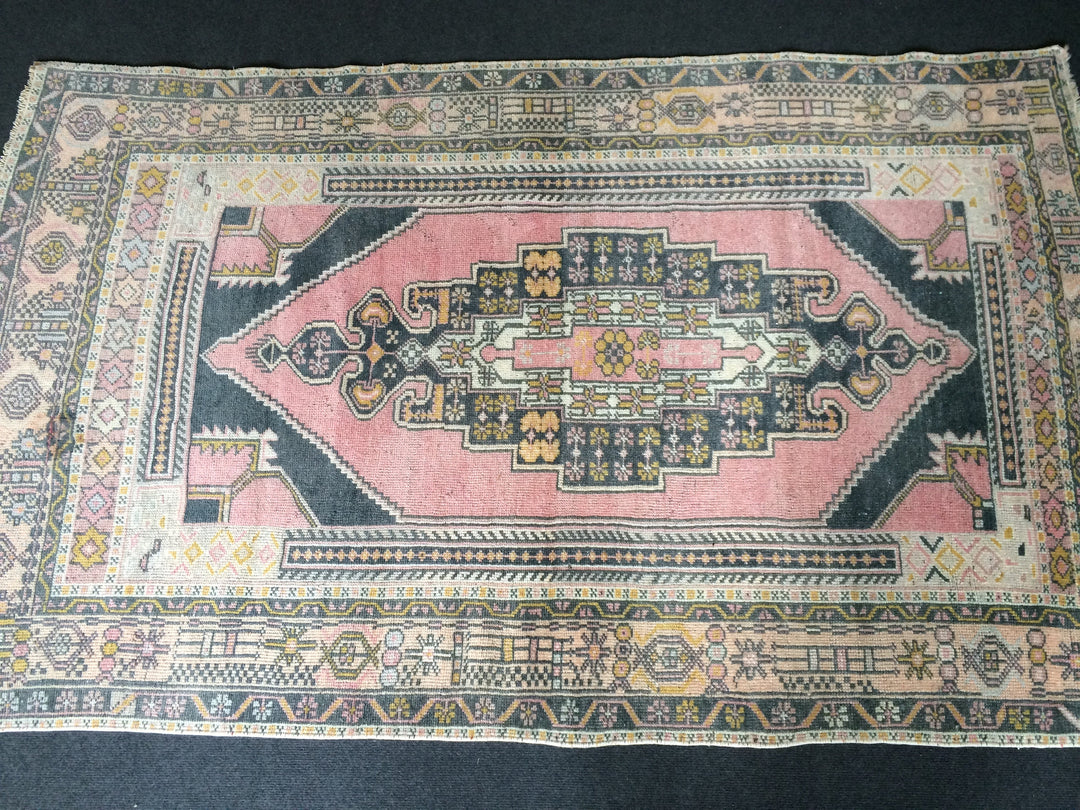 Pink Turkish Oushak Rug 4' x 6' 10" Hand-Knotted reverse