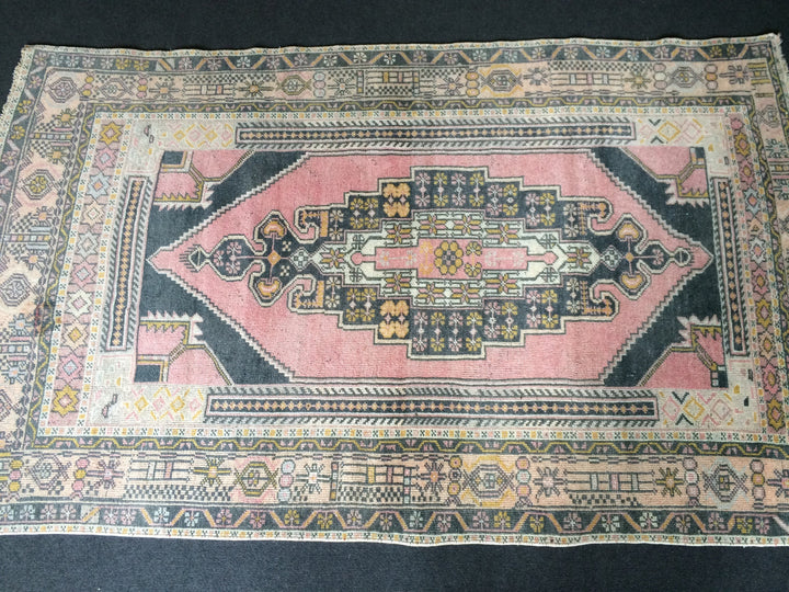 Pink Turkish Oushak Rug 4' x 6' 10" Hand-Knotted reverse