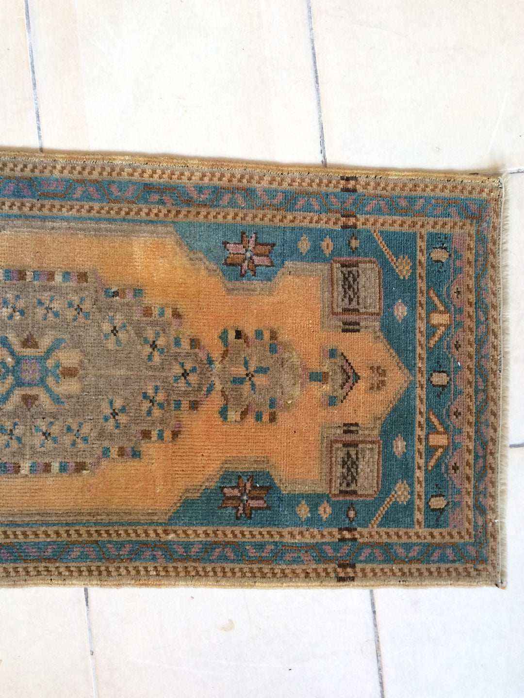 Rust Turkish Oushak Rug 3'11" x 10'7" Hand-Knotted border
