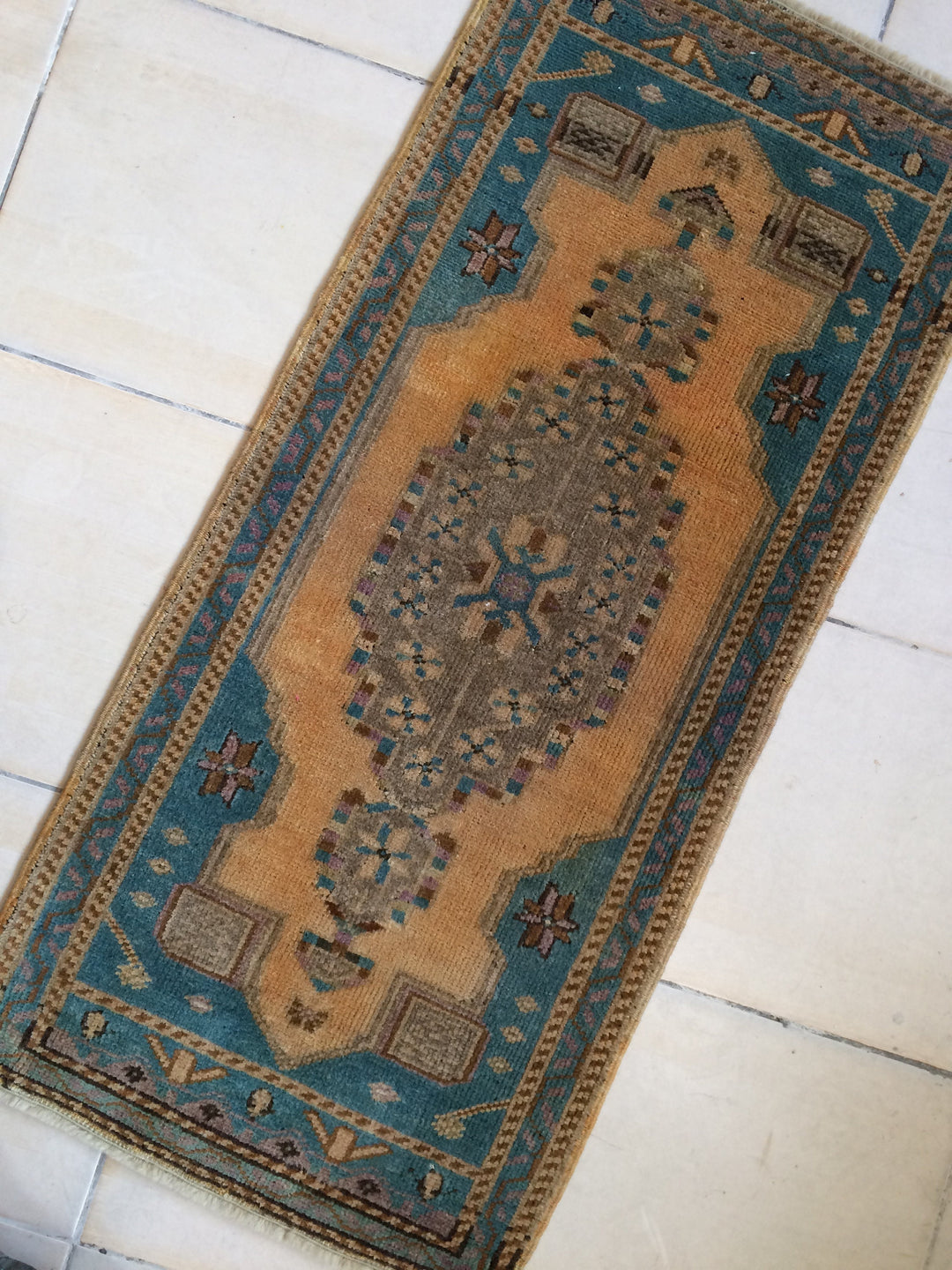 Rust Turkish Oushak Rug 3'11" x 10'7" Hand-Knotted