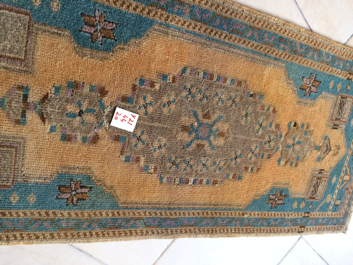 Rust Turkish Oushak Rug 3'11" x 10'7" Hand-Knotted field