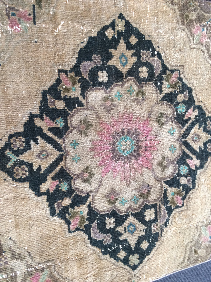 Turkish Oushak Rug Runner Hand-Knotted reverse