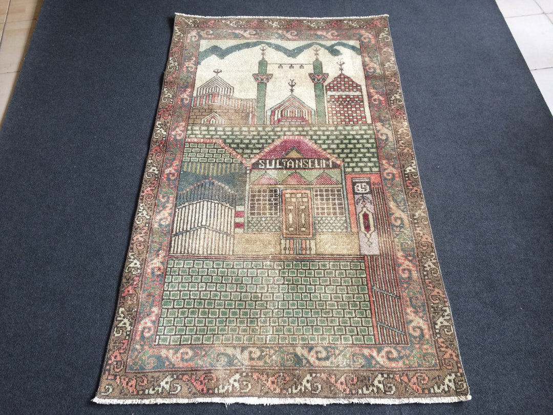 Turkish Oushak Rug 2'7" x 9'10" Hand-Knotted detail