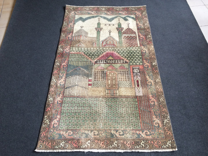 Turkish Oushak Rug 2'7" x 9'10" Hand-Knotted detail