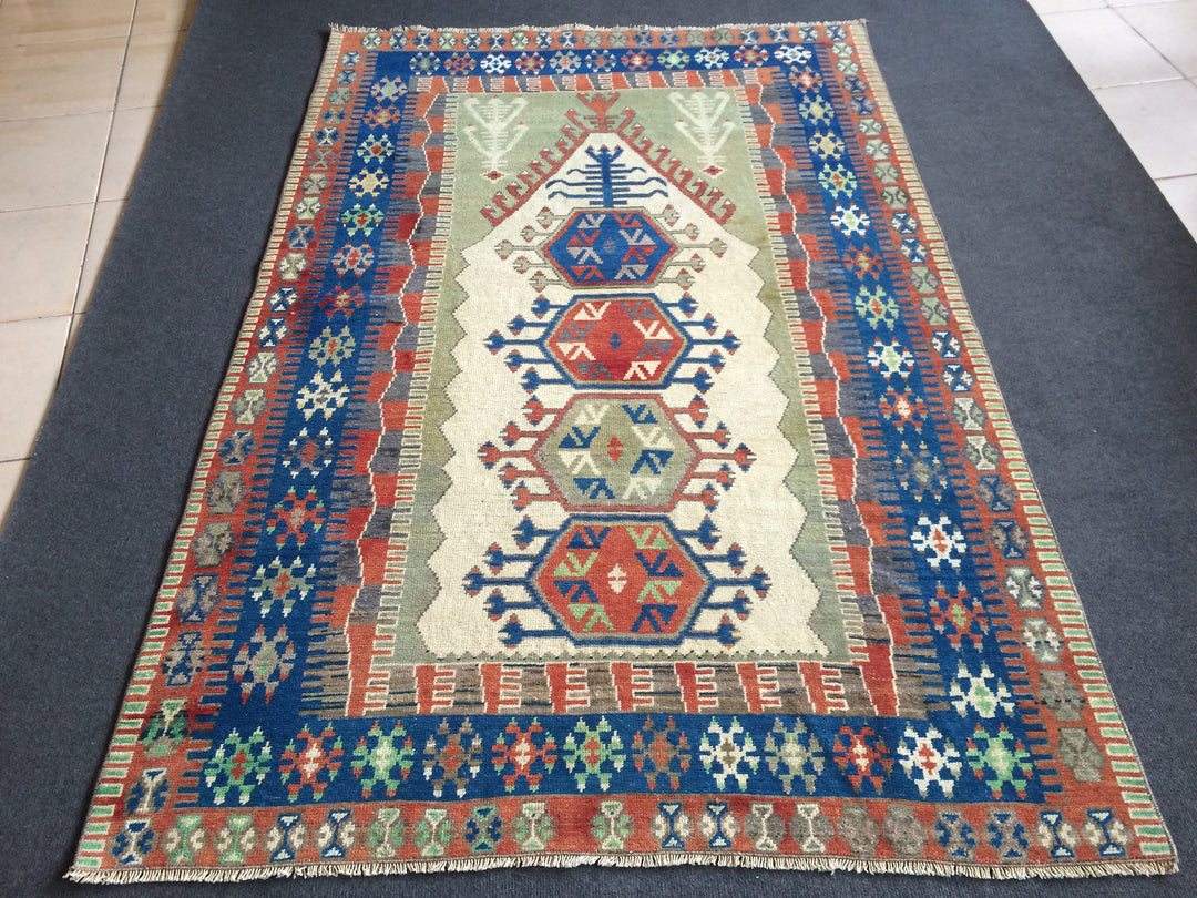 Turkish Oushak Rug 4' 2" x 6' 5" Hand-Knotted
