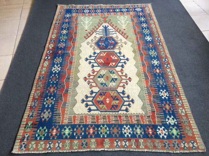 Turkish Oushak Rug 4' 2" x 6' 5" Hand-Knotted