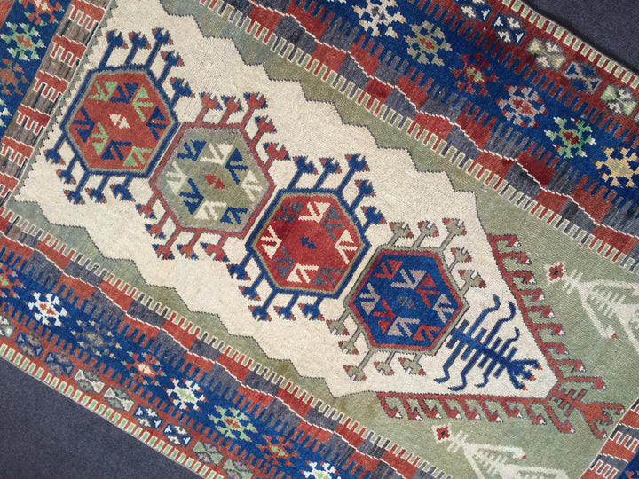 Turkish Oushak Rug 4' 2" x 6' 5" Hand-Knotted pattern