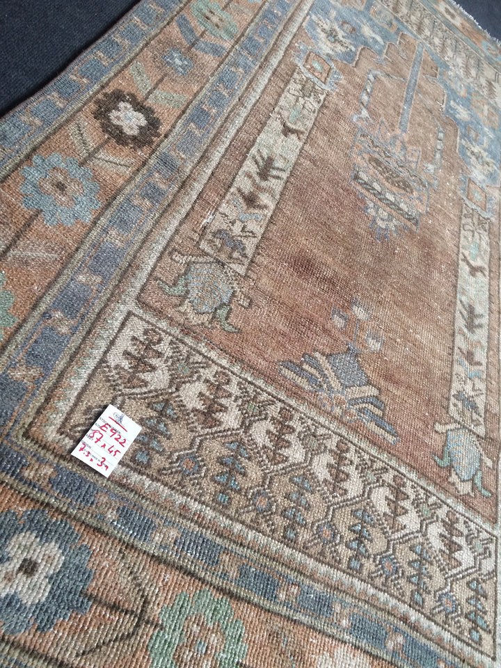 Rust Turkish Oushak Rug Hand-Knotted reverse