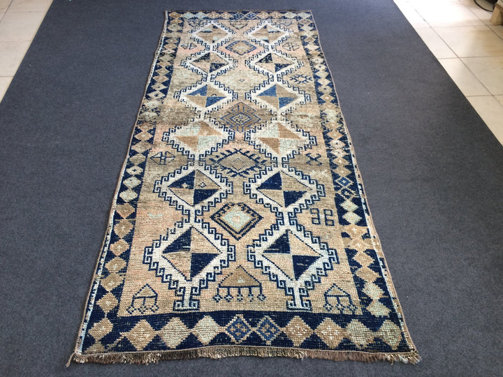 Blue Turkish Oushak Rug 2'7" x 8'2" Hand-Knotted | No. WR21345