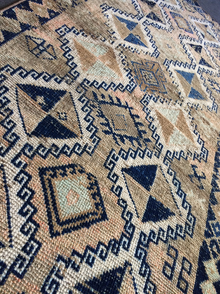 Blue Turkish Oushak Rug 2'7" x 8'2" Hand-Knotted | No. WR21345
