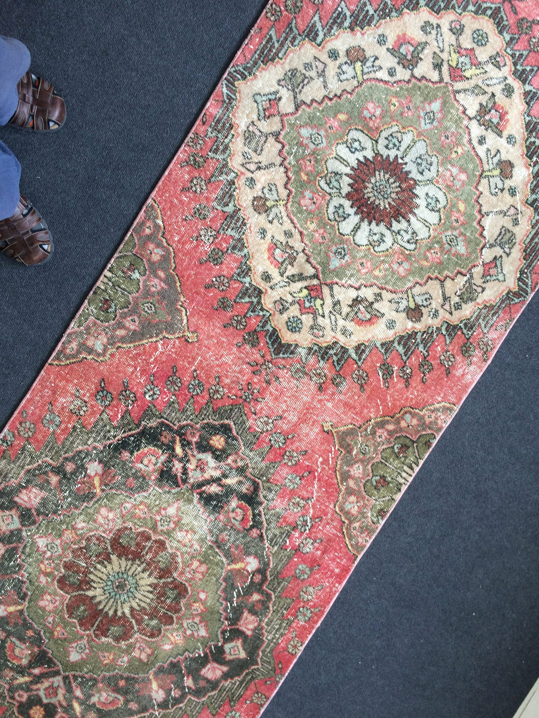 Turkish Runner Rug 3' x 12' Hand-Knotted pattern