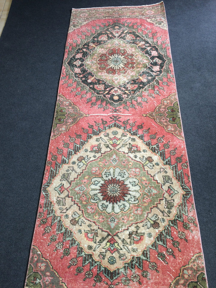 Turkish Runner Rug 3' x 12' Hand-Knotted close-up