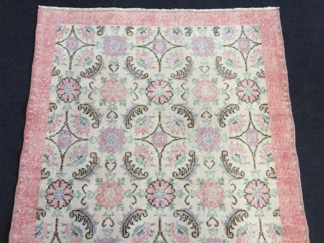 Turkish Oushak Rug 2'7" x 9'10" Hand-Knotted pattern