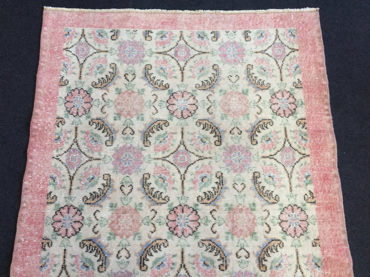 Turkish Oushak Rug 2'7" x 9'10" Hand-Knotted pattern