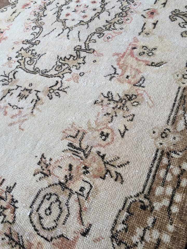 Rust Turkish Runner Rug 4' x 6' Hand-Knotted texture