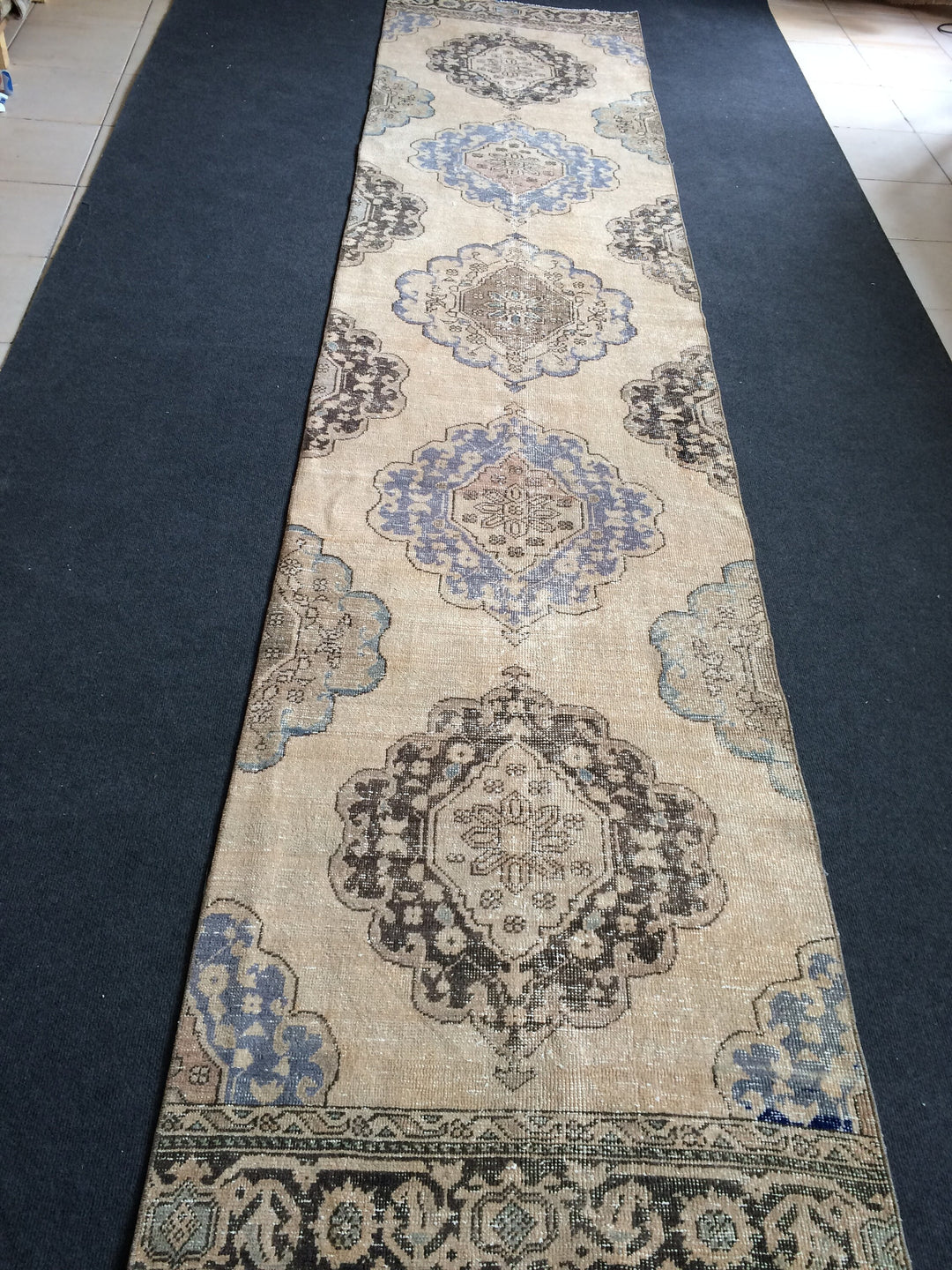 Beige Turkish Runner Rug 2' 11" x 12' 7" Hand-Knotted view