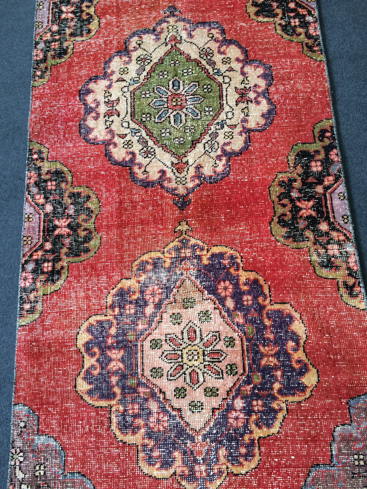 Turkish Runner Rug 2' 1" x 13' Hand-Knotted field