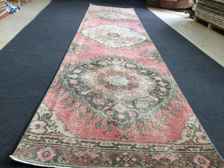 Turkish Runner Rug 3' x 12' Hand-Knotted