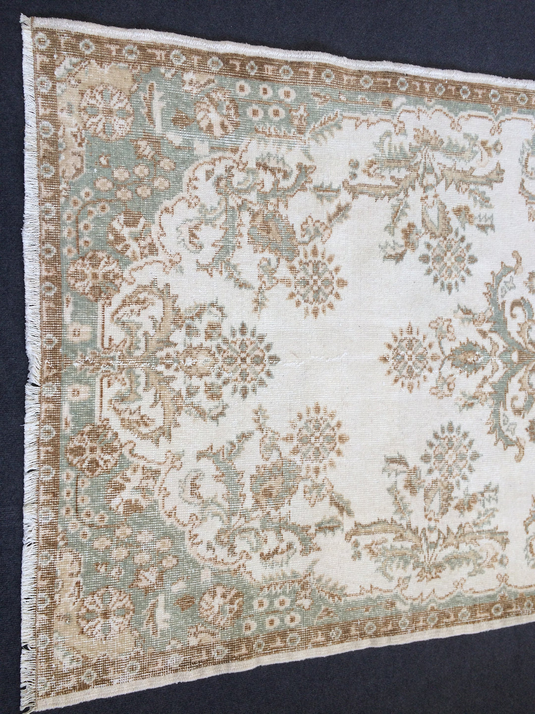 Rust Turkish Oushak Rug 2'7" x 10'1" Hand-Knotted close-up