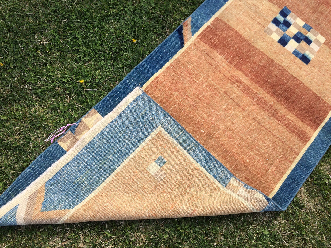 Turkish Oushak Rug 2'7" x 9'10" Hand-Knotted reverse