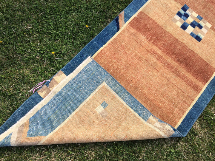 Turkish Oushak Rug 2'7" x 9'10" Hand-Knotted reverse