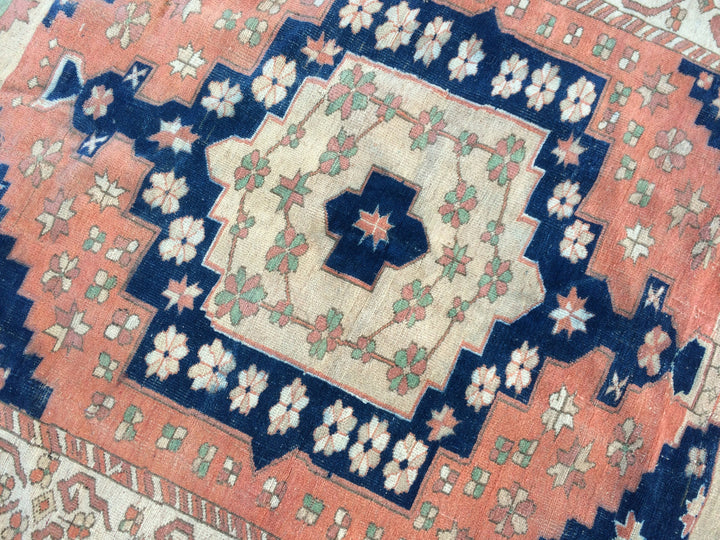 Blue Turkish Runner Rug 5' x 7' Hand-Knotted | No. WR32026