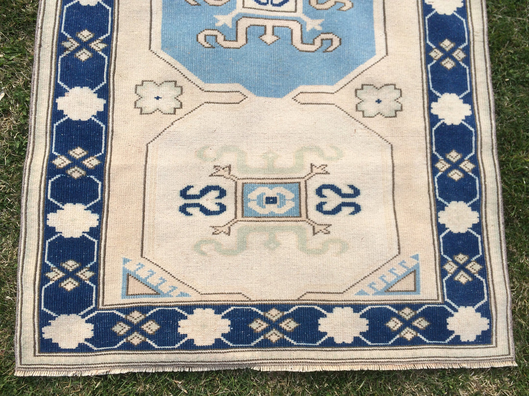 Blue Turkish Oushak Rug 4' x 6' 7" Hand-Knotted | No. WR46292