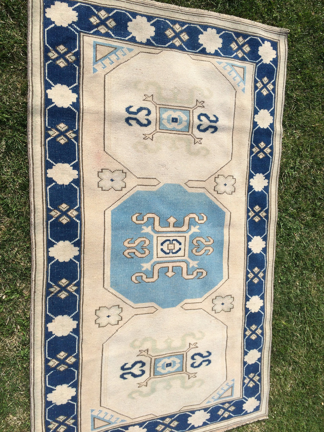 Blue Turkish Oushak Rug 4' x 6' 7" Hand-Knotted | No. WR46292