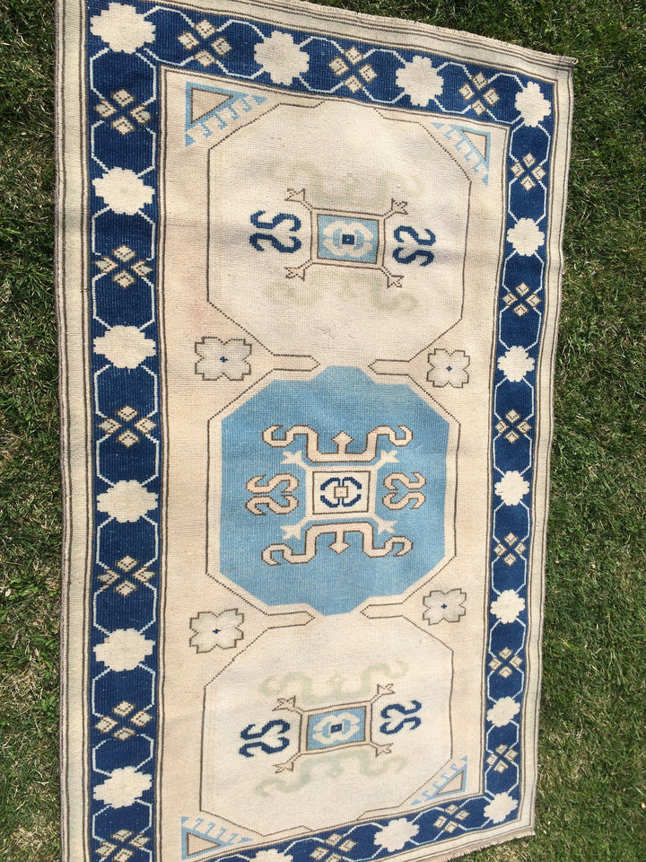 Blue Turkish Oushak Rug 4' x 6' 7" Hand-Knotted | No. WR46292