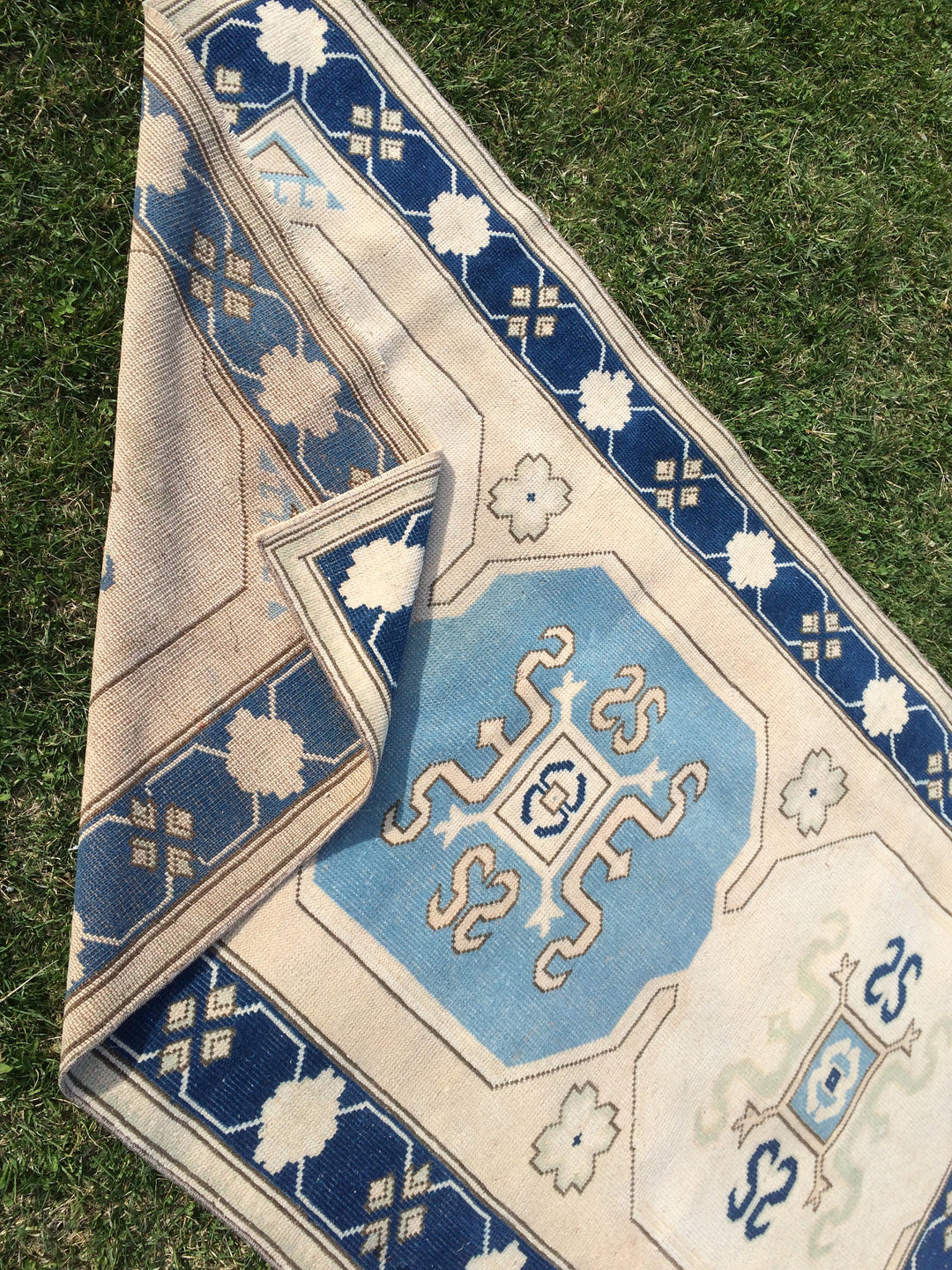 Blue Turkish Oushak Rug 4' x 6' 7" Hand-Knotted | No. WR46292