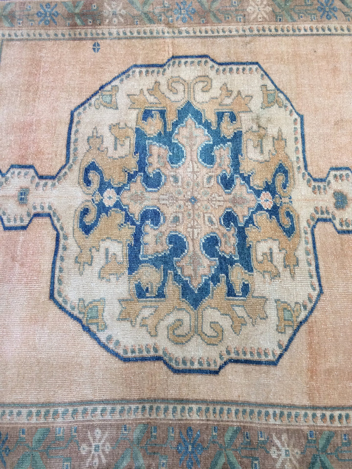 Turkish Oushak Rug Hand-Knotted reverse