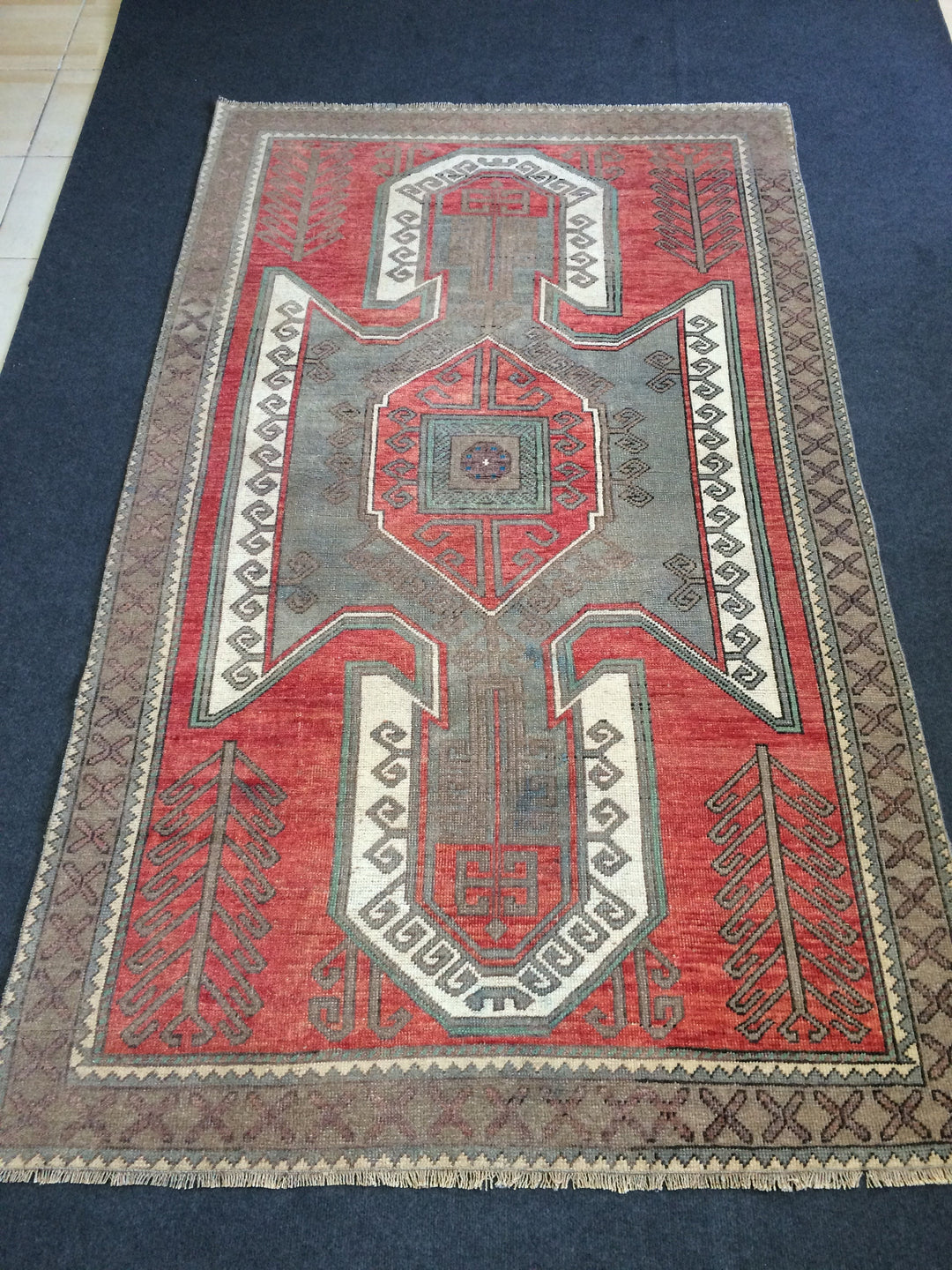 Rust Turkish Oushak Rug Hand-Knotted close-up