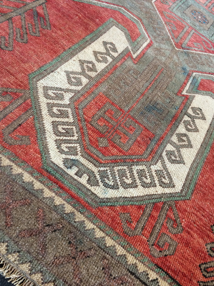 Rust Turkish Oushak Rug Hand-Knotted detail