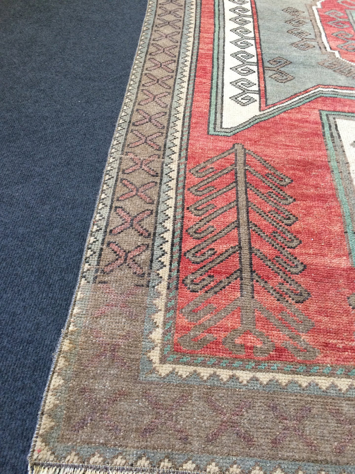 Rust Turkish Oushak Rug Hand-Knotted reverse