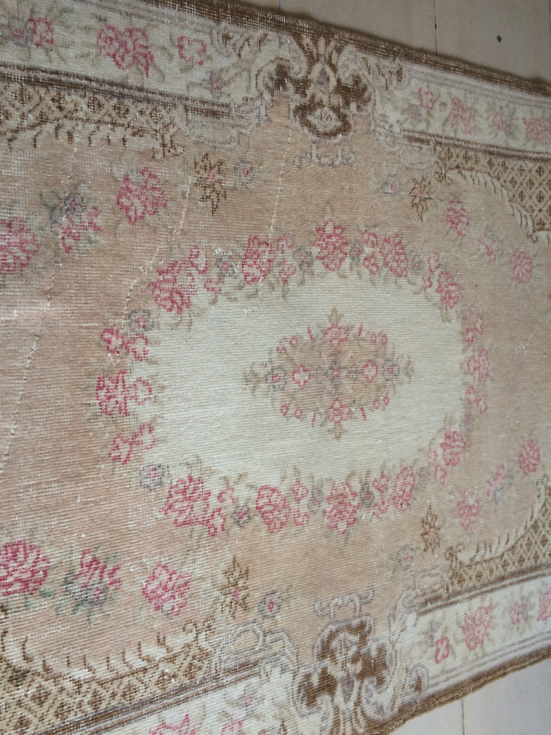 Rust Turkish Runner Rug 4' x 7' Hand-Knotted texture