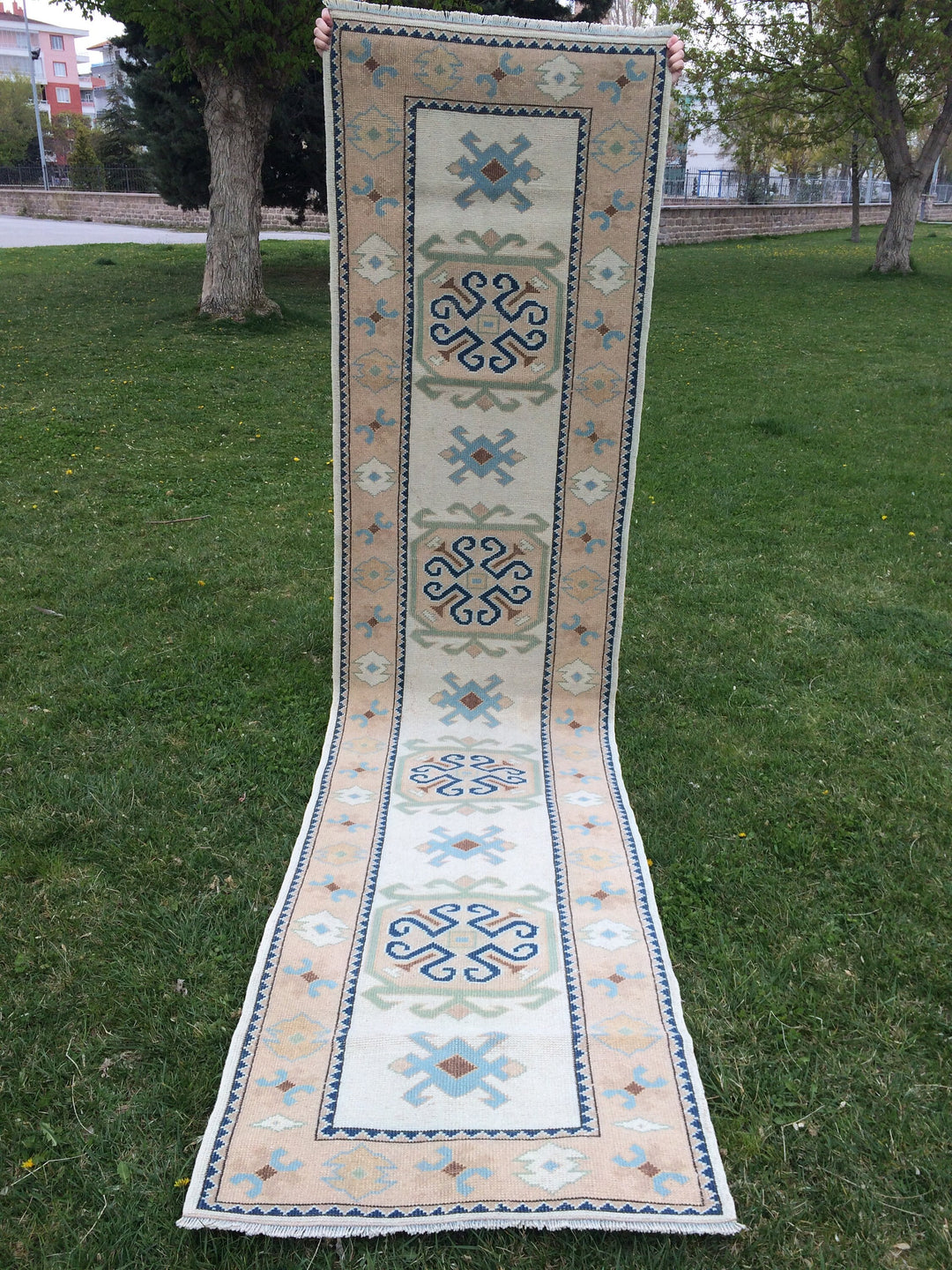 Beige Turkish Runner Rug 3' x 11' Hand-Knotted view